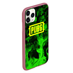 Чехол iPhone 11 Pro матовый PUBG green fire game, цвет: 3D-малиновый — фото 2