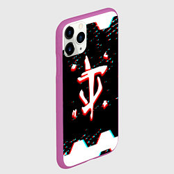 Чехол iPhone 11 Pro матовый Doom hexagon glitch color, цвет: 3D-фиолетовый — фото 2