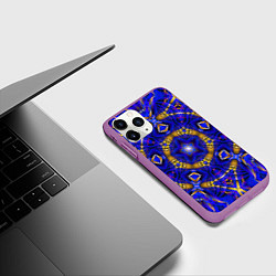Чехол iPhone 11 Pro матовый Оптический узор текстура, цвет: 3D-фиолетовый — фото 2
