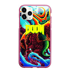 Чехол iPhone 11 Pro матовый Doom monster mars