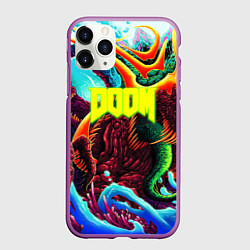 Чехол iPhone 11 Pro матовый Doom monster mars