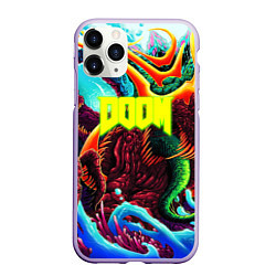 Чехол iPhone 11 Pro матовый Doom monster mars, цвет: 3D-светло-сиреневый