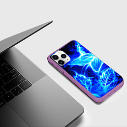 Чехол iPhone 11 Pro матовый Огненный синий цветок, цвет: 3D-фиолетовый — фото 2
