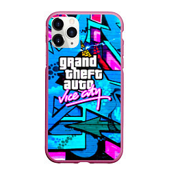 Чехол iPhone 11 Pro матовый GTA vice city steel grafity, цвет: 3D-малиновый