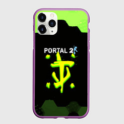 Чехол iPhone 11 Pro матовый Doom x portal 2 зелёные соты