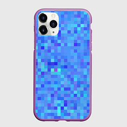 Чехол iPhone 11 Pro матовый Синие пиксели, цвет: 3D-фиолетовый