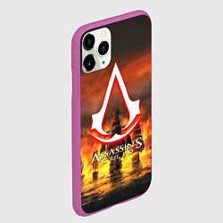 Чехол iPhone 11 Pro матовый Assassins Creed корабли, цвет: 3D-фиолетовый — фото 2