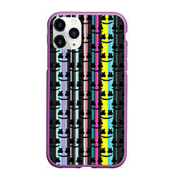 Чехол iPhone 11 Pro матовый Marshmello dj pattern line, цвет: 3D-фиолетовый