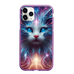 Чехол iPhone 11 Pro матовый Fantastic blue-eyed neon kitten