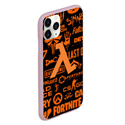 Чехол iPhone 11 Pro матовый Half-life pattern game, цвет: 3D-розовый — фото 2