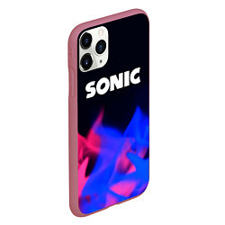 Чехол iPhone 11 Pro матовый Sonic neon flame, цвет: 3D-малиновый — фото 2