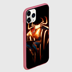 Чехол iPhone 11 Pro матовый Человек-паук в прыжке, цвет: 3D-малиновый — фото 2