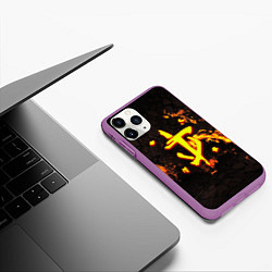 Чехол iPhone 11 Pro матовый Doom fire, цвет: 3D-фиолетовый — фото 2