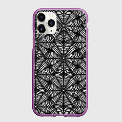 Чехол iPhone 11 Pro матовый Паутинообразный черный паттерн
