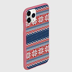 Чехол iPhone 11 Pro матовый Knitted Pattern, цвет: 3D-малиновый — фото 2