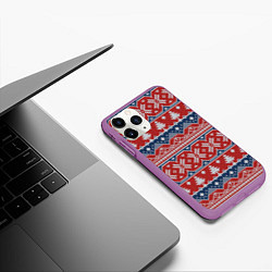 Чехол iPhone 11 Pro матовый New year pattern, цвет: 3D-фиолетовый — фото 2