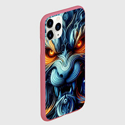 Чехол iPhone 11 Pro матовый Морда свирепого льва - ирезуми, цвет: 3D-малиновый — фото 2