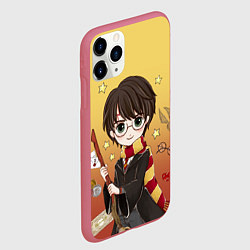 Чехол iPhone 11 Pro матовый Гарри Поттер мультяшный с метлой, цвет: 3D-малиновый — фото 2