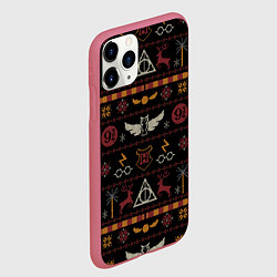 Чехол iPhone 11 Pro матовый Новогодний паттерн - Гарри Поттер, цвет: 3D-малиновый — фото 2