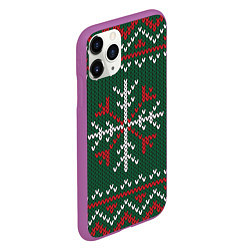 Чехол iPhone 11 Pro матовый Knitted Snowflake Pattern, цвет: 3D-фиолетовый — фото 2