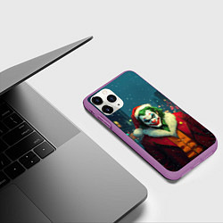 Чехол iPhone 11 Pro матовый Джокер в новогоднем костюме, цвет: 3D-фиолетовый — фото 2