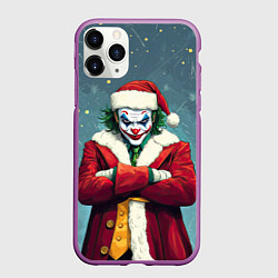 Чехол iPhone 11 Pro матовый Джокер и новогоднее настроение, цвет: 3D-фиолетовый