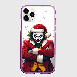 Чехол iPhone 11 Pro матовый Новогодний Джокер и серый снег, цвет: 3D-фиолетовый