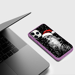 Чехол iPhone 11 Pro матовый Санта Клаус скелет, цвет: 3D-фиолетовый — фото 2