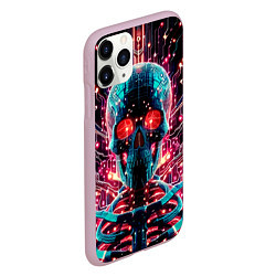 Чехол iPhone 11 Pro матовый Neon cyber skull - ai art fantasy, цвет: 3D-розовый — фото 2