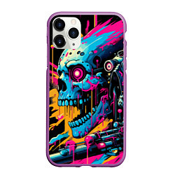 Чехол iPhone 11 Pro матовый Cool cyber skull - ai art