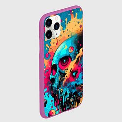 Чехол iPhone 11 Pro матовый Абстракция с черепом - нейроарт, цвет: 3D-фиолетовый — фото 2