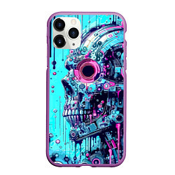 Чехол iPhone 11 Pro матовый Cyber skull - blots sketch