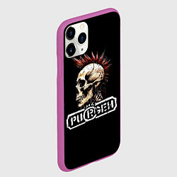 Чехол iPhone 11 Pro матовый Purgen череп к красным ирокезом, цвет: 3D-фиолетовый — фото 2