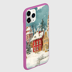 Чехол iPhone 11 Pro матовый Праздничный новогодний город, цвет: 3D-фиолетовый — фото 2