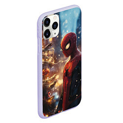 Чехол iPhone 11 Pro матовый Spider-man new year, цвет: 3D-светло-сиреневый — фото 2