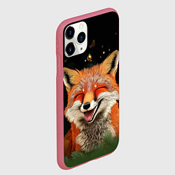 Чехол iPhone 11 Pro матовый Лиса с улыбкой, цвет: 3D-малиновый — фото 2