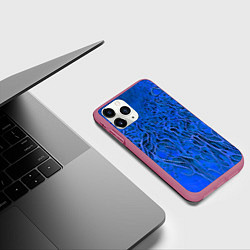 Чехол iPhone 11 Pro матовый Синий симбионт абстракция, цвет: 3D-малиновый — фото 2