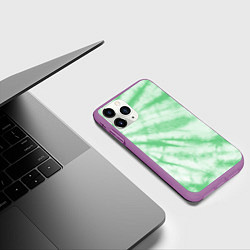Чехол iPhone 11 Pro матовый Салатовый тай дай, цвет: 3D-фиолетовый — фото 2
