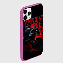 Чехол iPhone 11 Pro матовый Cannibal Corpse кровавый череп, цвет: 3D-фиолетовый — фото 2