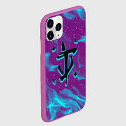 Чехол iPhone 11 Pro матовый Doom neon flame, цвет: 3D-фиолетовый — фото 2