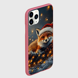 Чехол iPhone 11 Pro матовый Рыжая новогодняя лисица, цвет: 3D-малиновый — фото 2