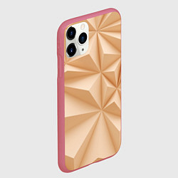 Чехол iPhone 11 Pro матовый Бежевые полигональные фигуры, цвет: 3D-малиновый — фото 2