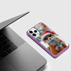Чехол iPhone 11 Pro матовый Новогодняя лиса в очках, цвет: 3D-фиолетовый — фото 2