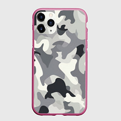 Чехол iPhone 11 Pro матовый Бело-серый камуфляж