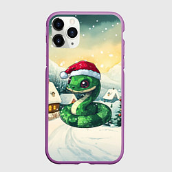 Чехол iPhone 11 Pro матовый Символ 2025 года змейка, цвет: 3D-фиолетовый