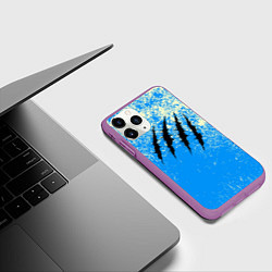 Чехол iPhone 11 Pro матовый Гранж - порезы монстра, цвет: 3D-фиолетовый — фото 2