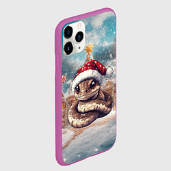 Чехол iPhone 11 Pro матовый Новогодняя змея символ 2025 года, цвет: 3D-фиолетовый — фото 2