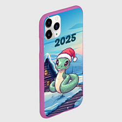 Чехол iPhone 11 Pro матовый Новый год змейка 2025, цвет: 3D-фиолетовый — фото 2