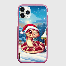 Чехол iPhone 11 Pro матовый Добрая змейка 2025, цвет: 3D-малиновый