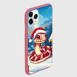 Чехол iPhone 11 Pro матовый Добрая змейка 2025, цвет: 3D-малиновый — фото 2
